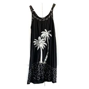 Summer Dress in Black and Sparkly Palm Trees